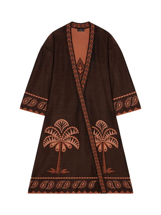 Alanui Wild Wonder Foulard Kimono Black-Terracotta LWHC001R25KNI001