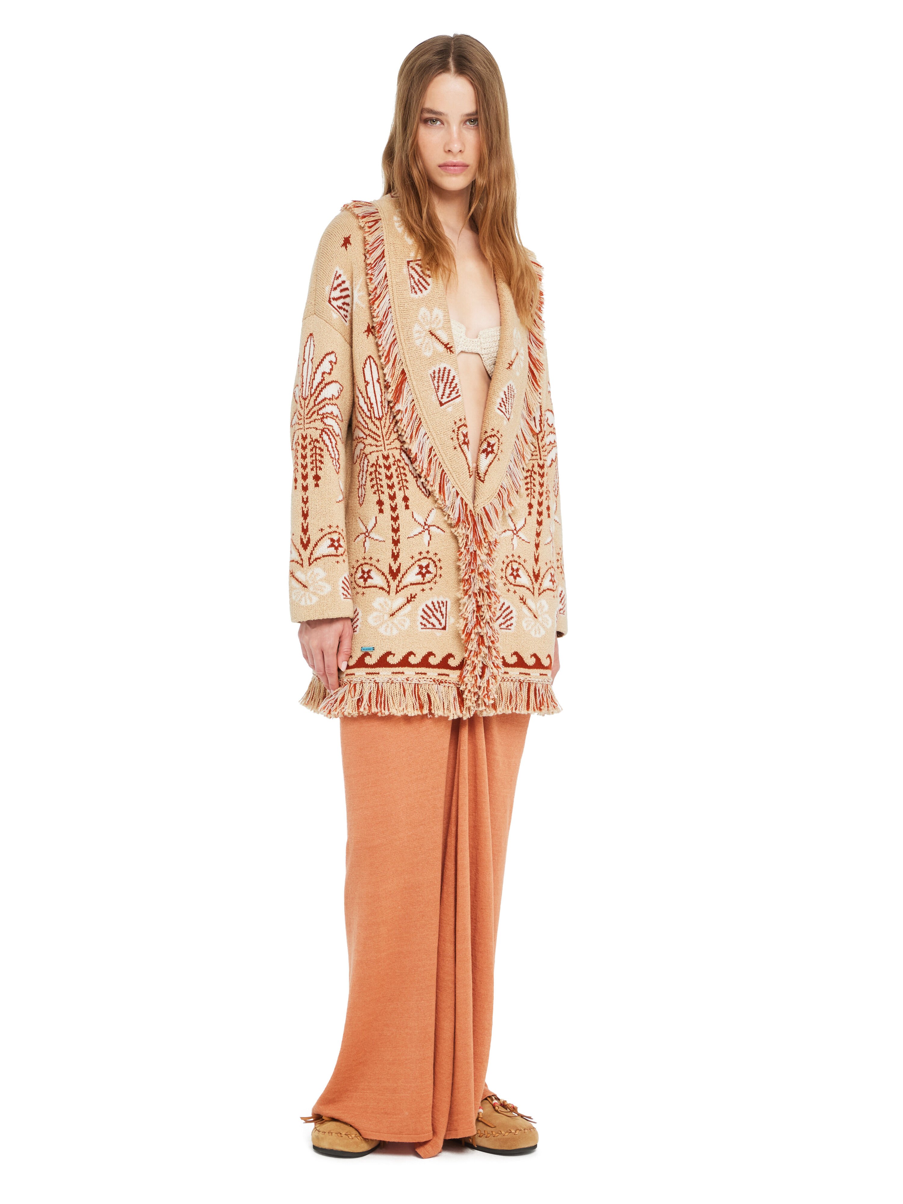 Alanui Echoes Of The Island Cardigan Pink Sand-Chalk LWHB064R26KNI003 Alanui Echoes Of The Island Cardigan Pink Sand-Chalk LWHB064R26KNI003