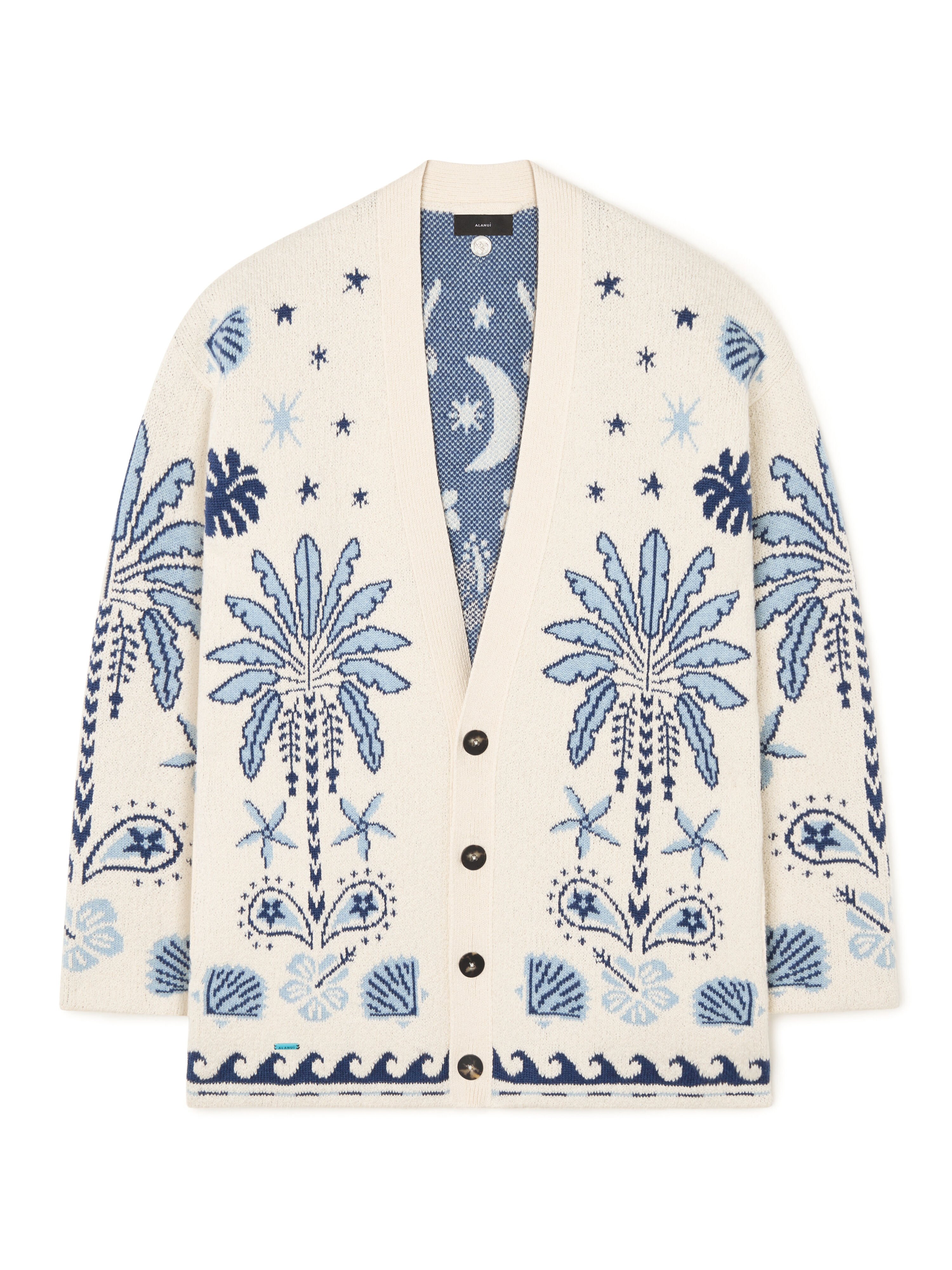 Alanui Echoes Of The Island Cardigan Chalk-Light Blue LMHB027R26KNI001 Alanui Echoes Of The Island Cardigan Chalk-Light Blue LMHB027R26KNI001