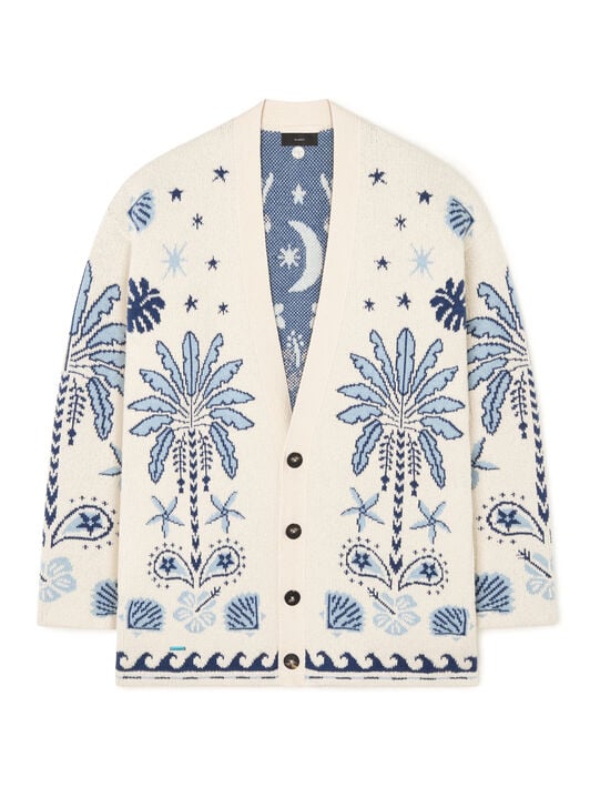 Alanui Echoes Of The Island Cardigan Chalk-Light Blue LMHB027R26KNI001 Alanui Echoes Of The Island Cardigan Chalk-Light Blue LMHB027R26KNI001