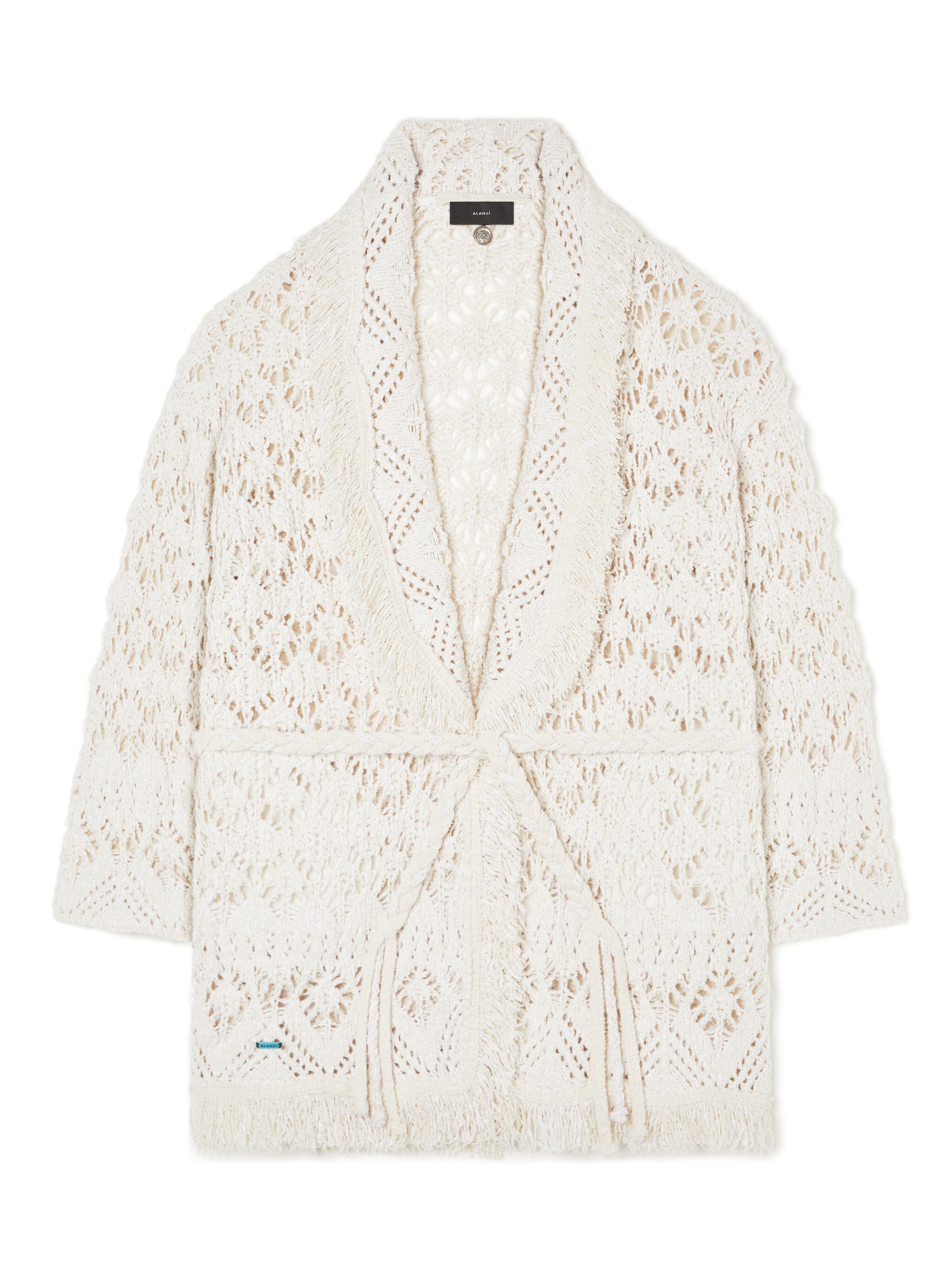 Alanui Lagoon Romance Cardigan White Pearl LWHB064R26KNI024 Alanui Lagoon Romance Cardigan White Pearl LWHB064R26KNI024