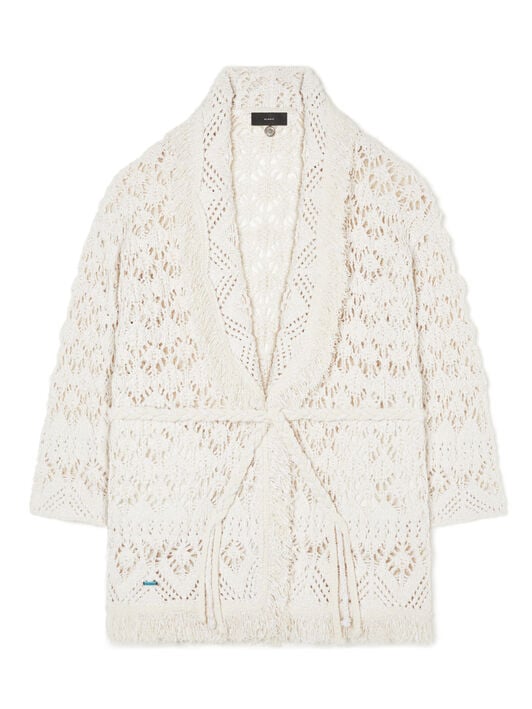 Alanui Lagoon Romance Cardigan White Pearl LWHB064R26KNI024 Alanui Lagoon Romance Cardigan White Pearl LWHB064R26KNI024