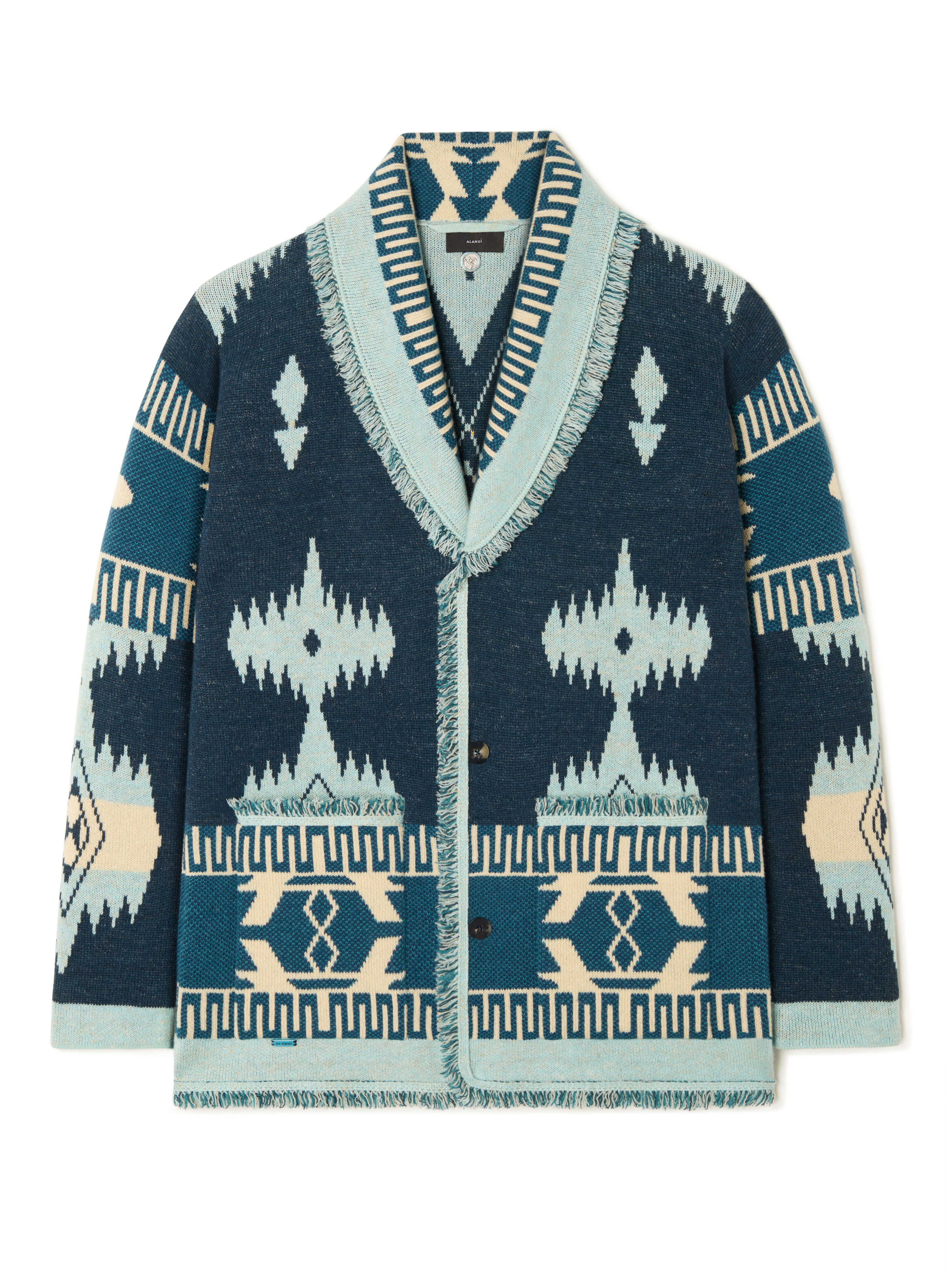 Alanui Icon Jacquard Cardigan Arbour-Light Blue LMHB038R26KNI001