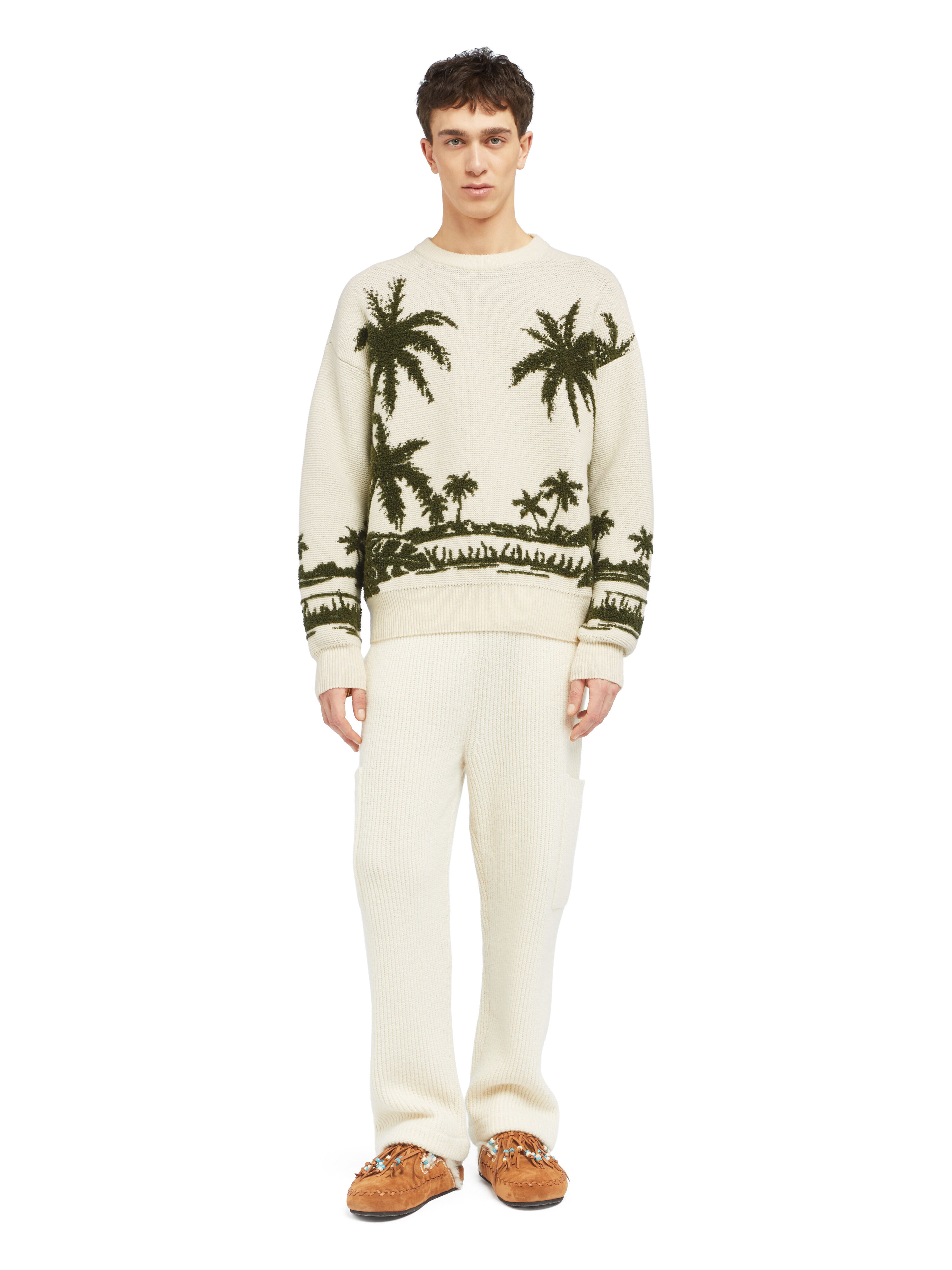 Alanui Palm Grove Tales Sweater Ivory-Olive LMHE033E25KNI002