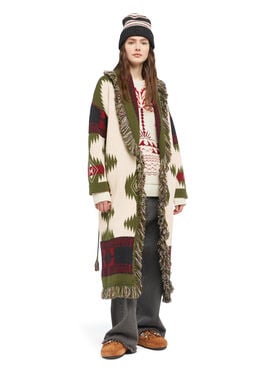 Alanui Icon Jacquard Coat Ivory-Olive