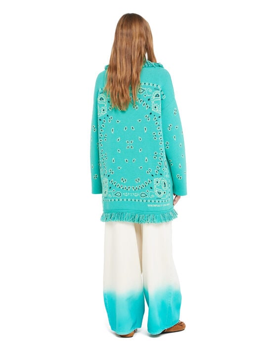Alanui Bandana Jacquard Cardigan Reef-Deep Blue LWHB064R26KNI002