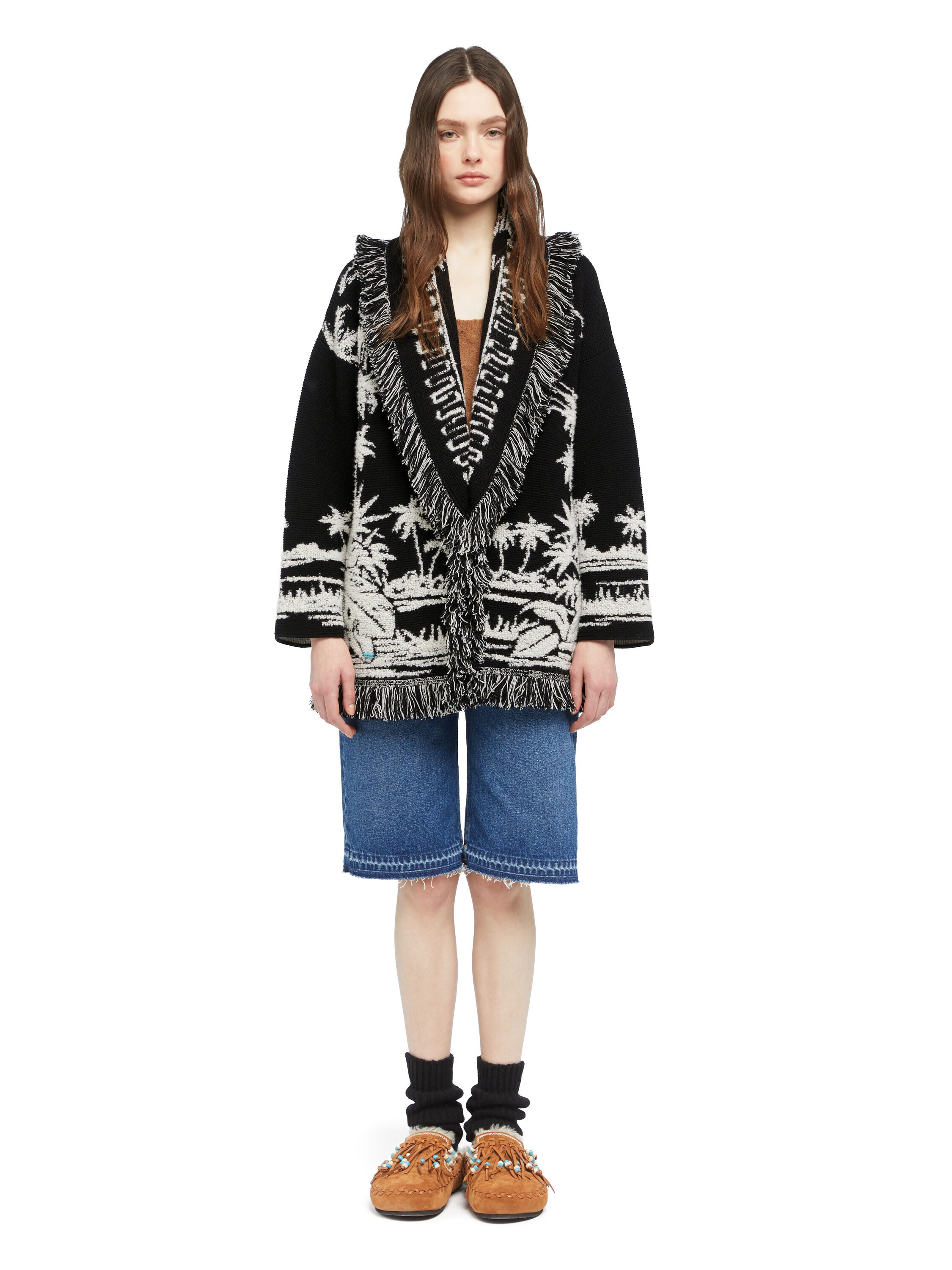 Alanui Palm Grove Tales Cardigan Black LWHB064E25KNI00D