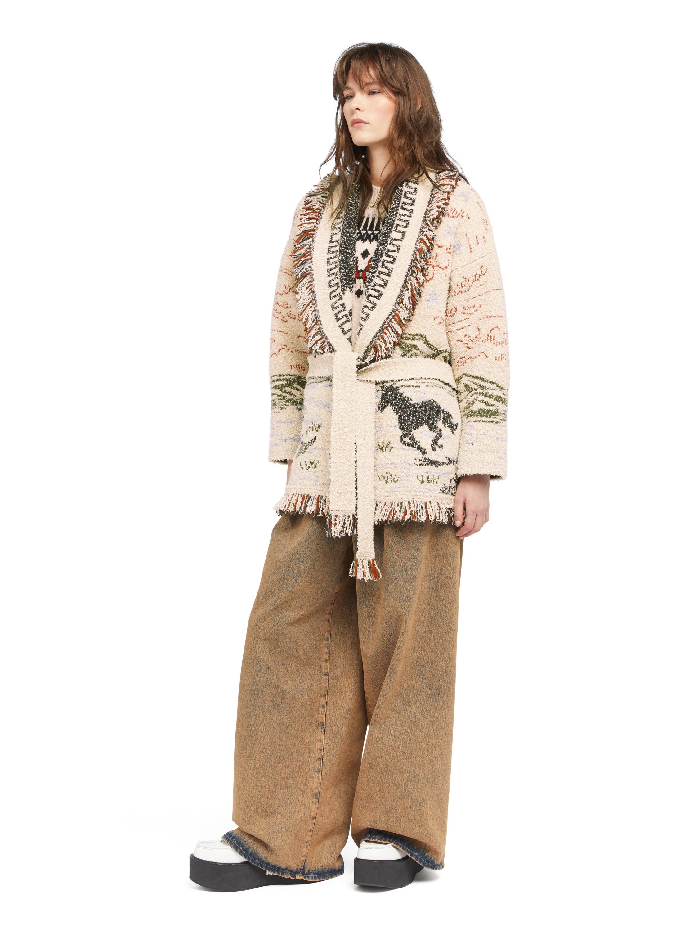 Alanui Sunset Riders Cardigan Ivory-Olive LWHB064E25KNI004