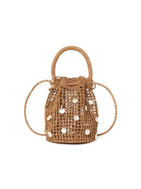 Alanui Precious Moments Raffia Satchel Bag Cocoa Delight