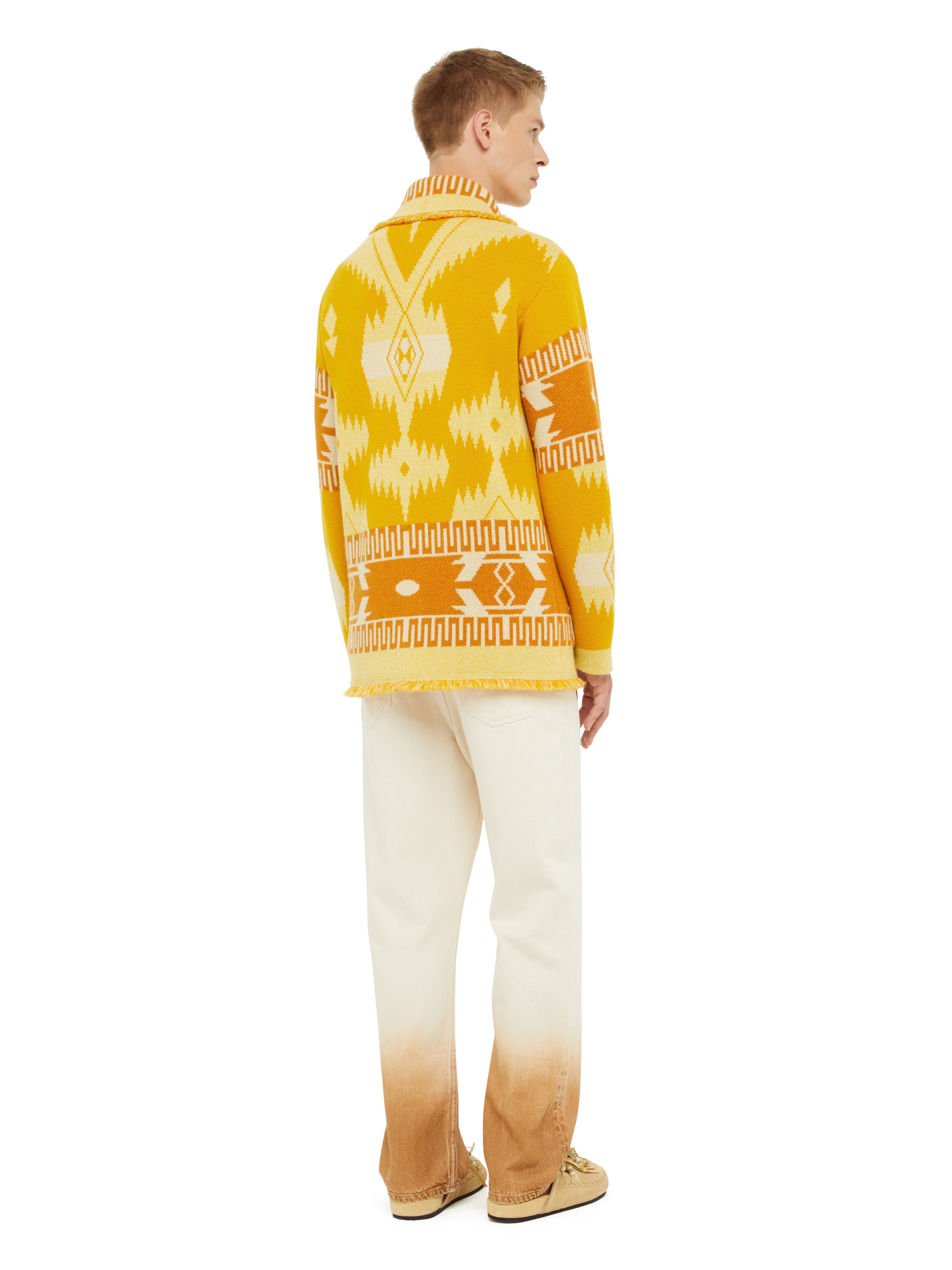 Alanui Icon Jacquard Cardigan Curcuma-Gold LMHB038R24KNI001