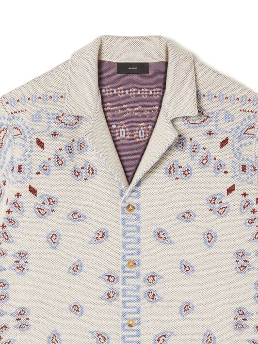 Alanui Cotton Piquet Bandana Shirt Chalk-Marsala LMHY001R25KNI001