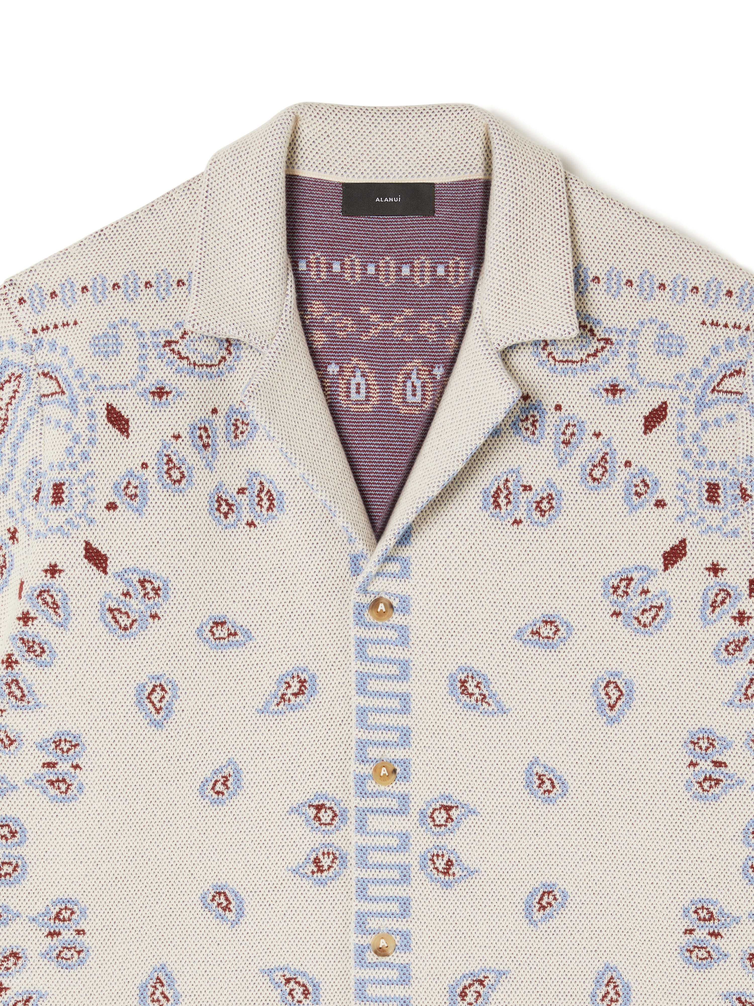 Alanui Cotton Piquet Bandana Shirt Chalk-Marsala LMHY001R25KNI001