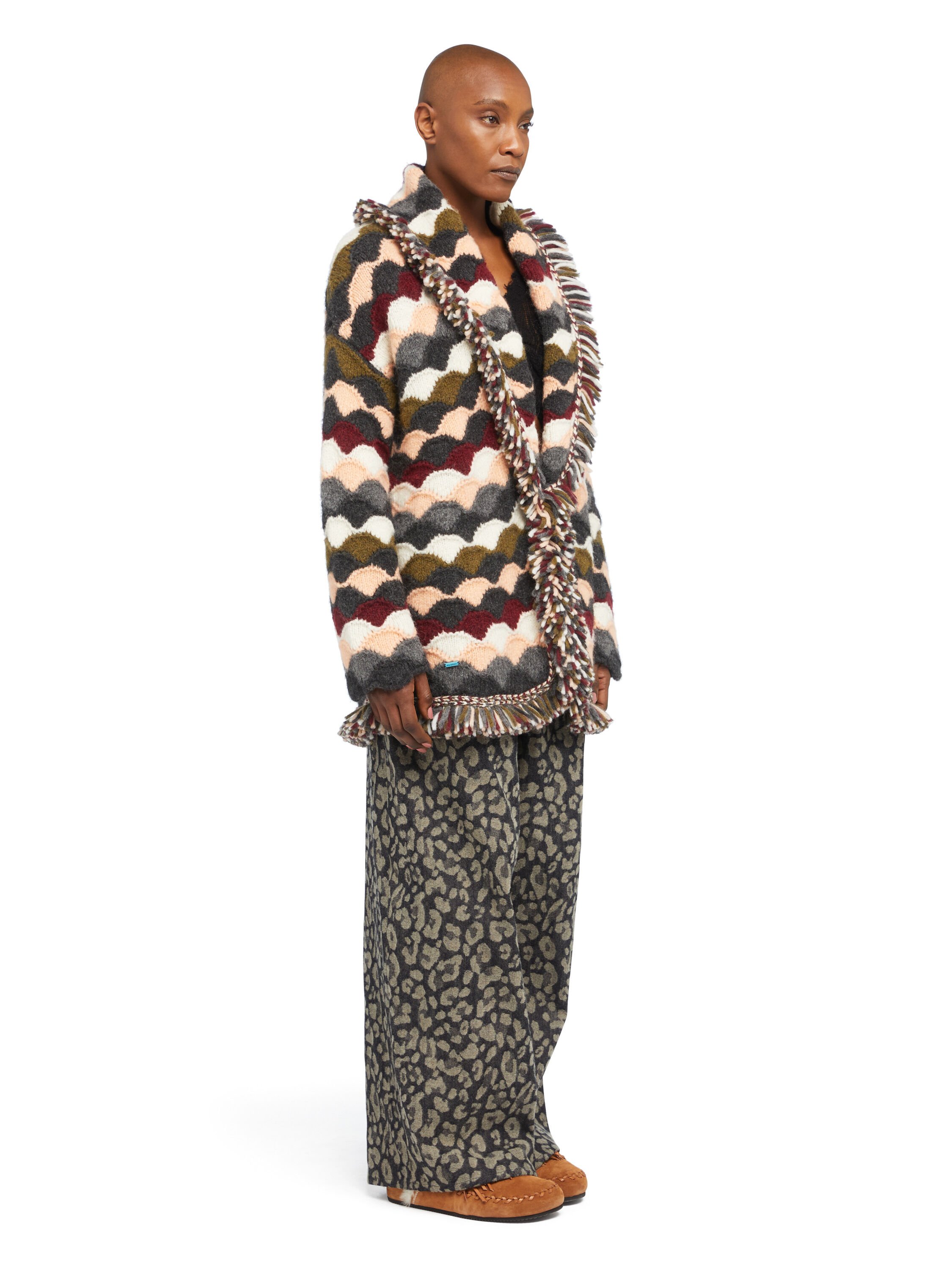 Alanui Shattered Stripes Cardigan Olive-Multicolor LWHB064E25KNI003