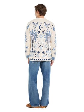 Alanui Echoes Of The Island Cardigan Chalk-Light Blue