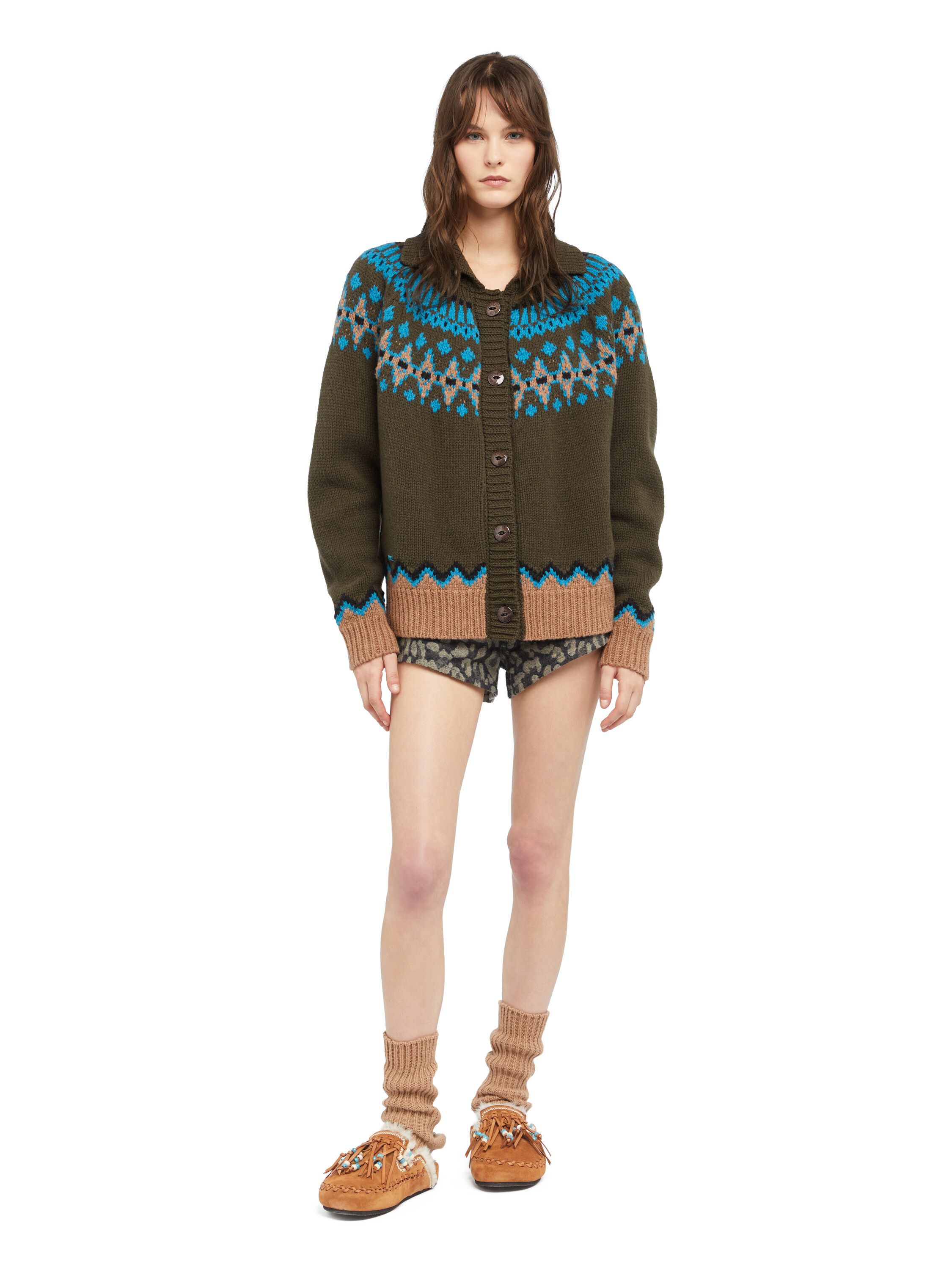 Alanui Sweet Winter Jacket Oliva-Multicolor LWHQ01DE25KNI001