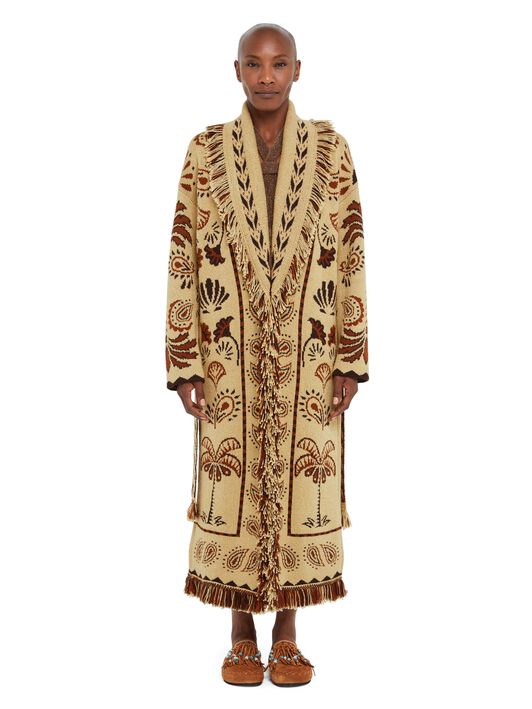 Alanui Wild Wonder Foulard Coat Sand-Coffee LWHQ003R25KNI002