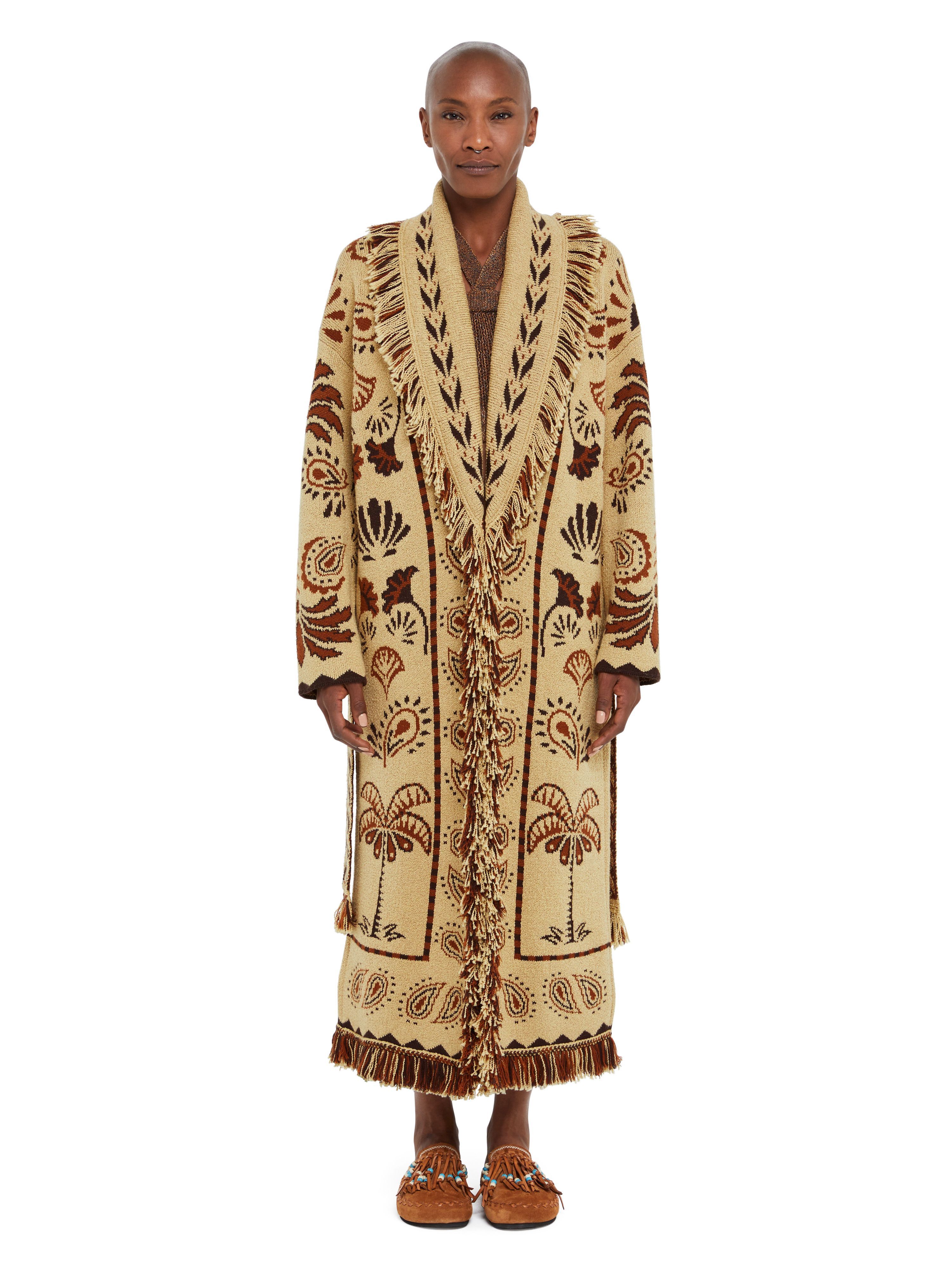 Alanui Wild Wonder Foulard Coat Sand-Coffee LWHQ003R25KNI002