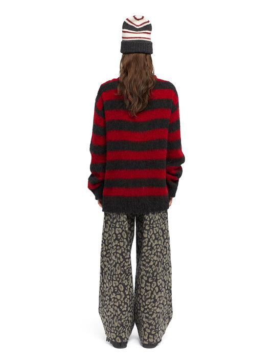 Alanui Grunge Stripes Cardigan Ruby-Charcoal LWHB084E25KNI002