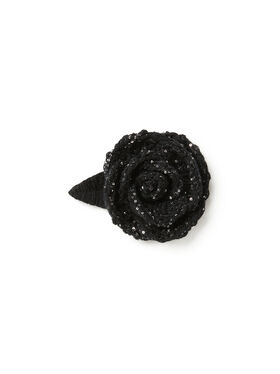 Alanui Rose Embroidered Brooch Black-Silver LWRR006E25KNI002