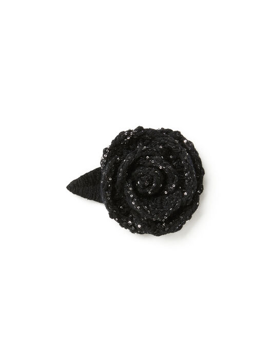 Alanui Rose Embroidered Brooch Black-Silver LWRR006E25KNI002