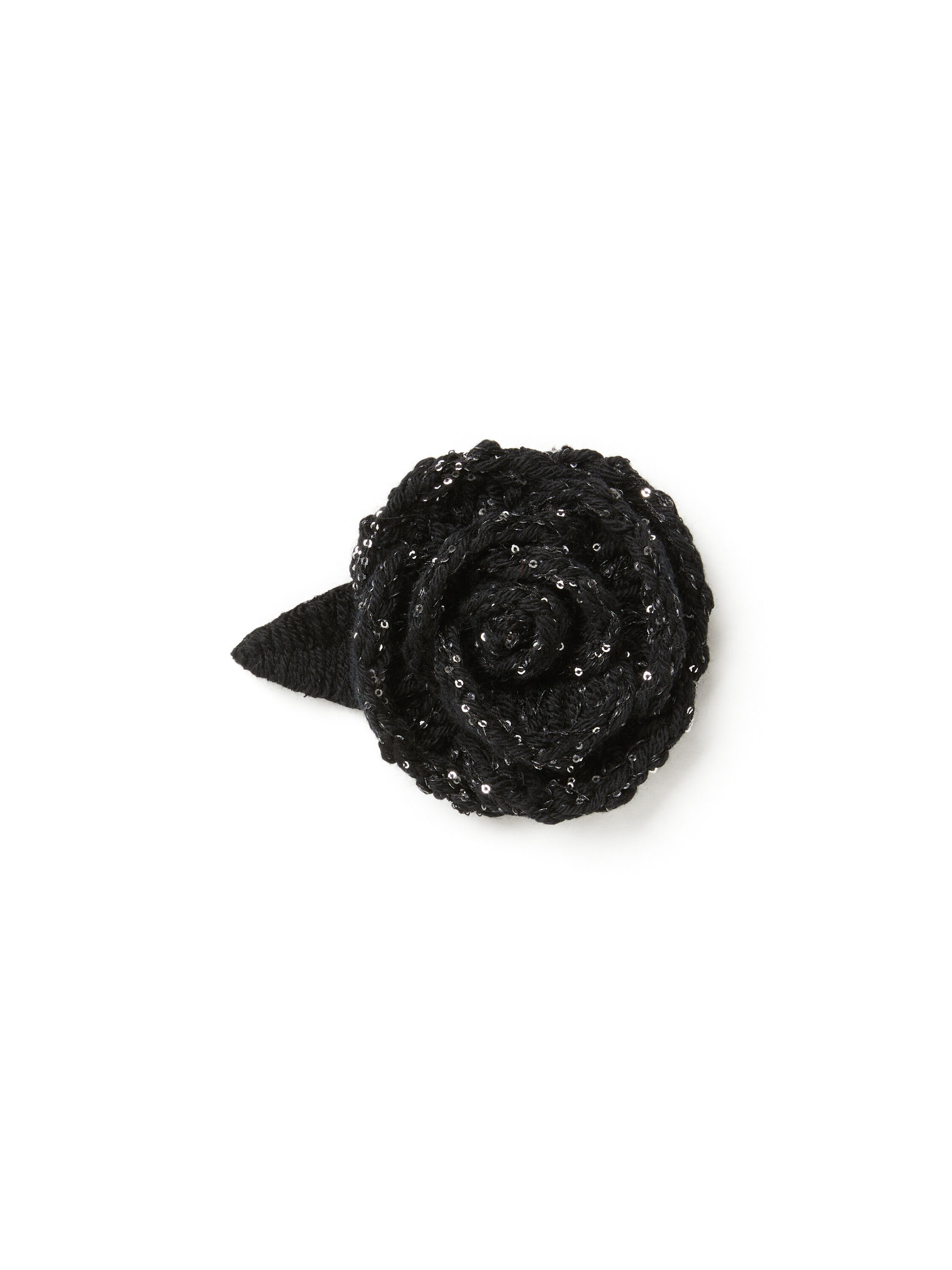 Alanui Rose Embroidered Brooch Black-Silver LWRR006E25KNI002
