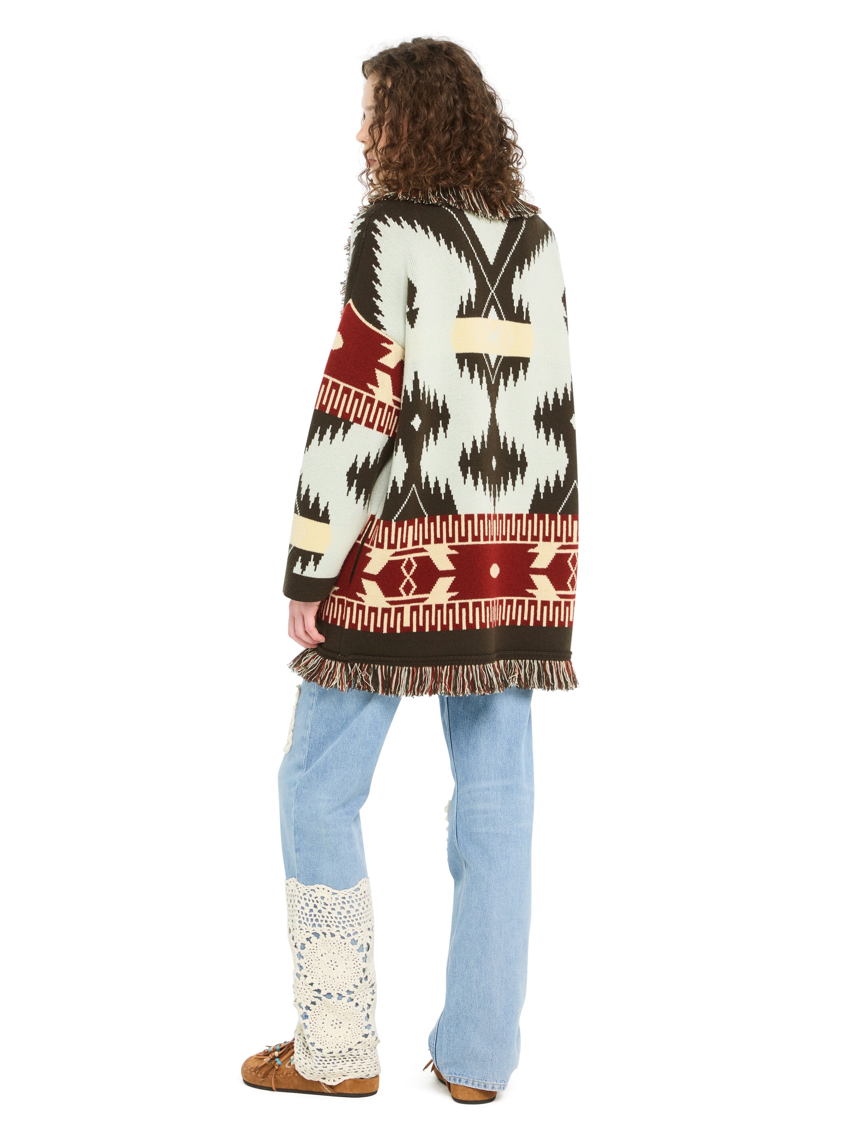 Alanui Icon Jacquard Cardigan Wave-Sandal Wood LWHB064R26KNI027