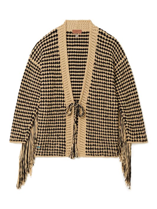 Alanui Tropical Shadow Cardigan Sand-Black LWHB081R25KNI001