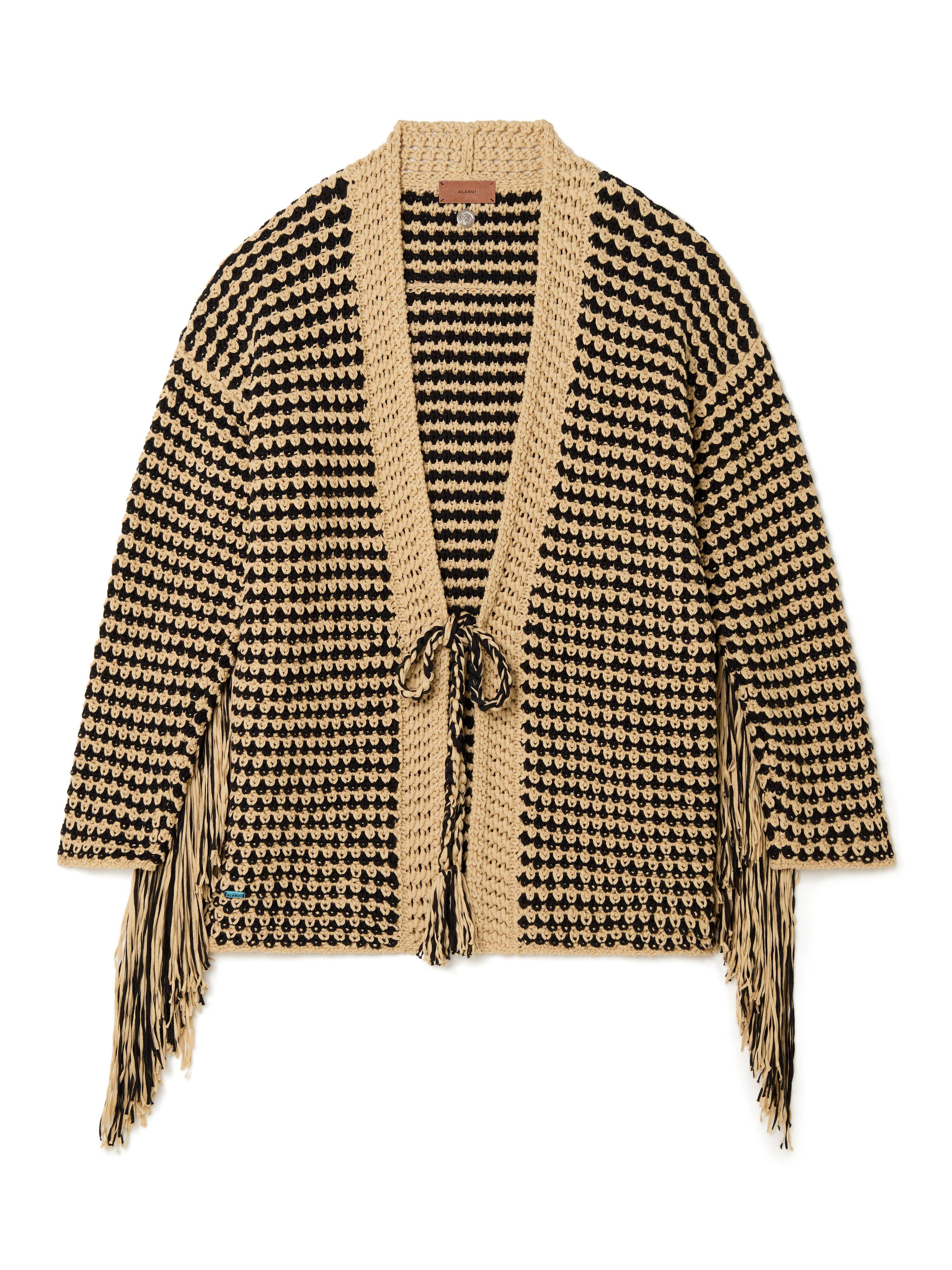 Alanui Tropical Shadow Cardigan Sand-Black LWHB081R25KNI001
