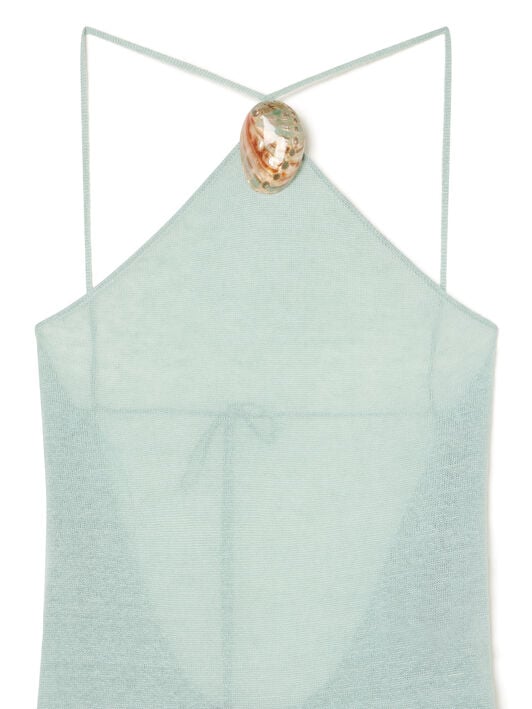 Alanui Mermaid Inside Halter Neck Dress Acquamarine LWHI062R26KNI001