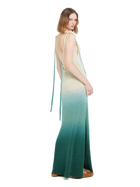 Alanui Wave Bloom Dress Green Tide-Chalk