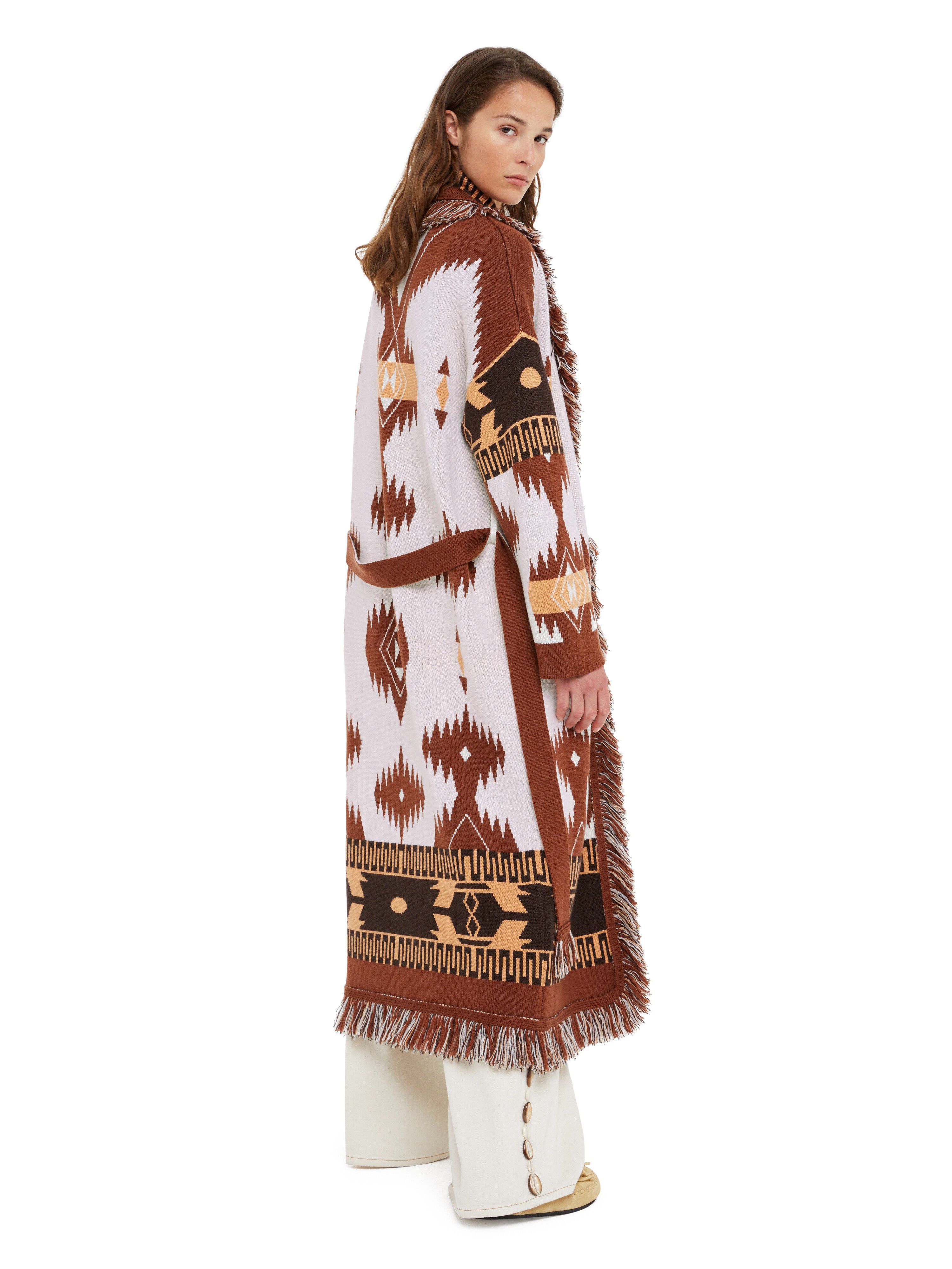 Alanui Icon Jacquard Coat Chalk-Pecan LWHQ003R25KNI001