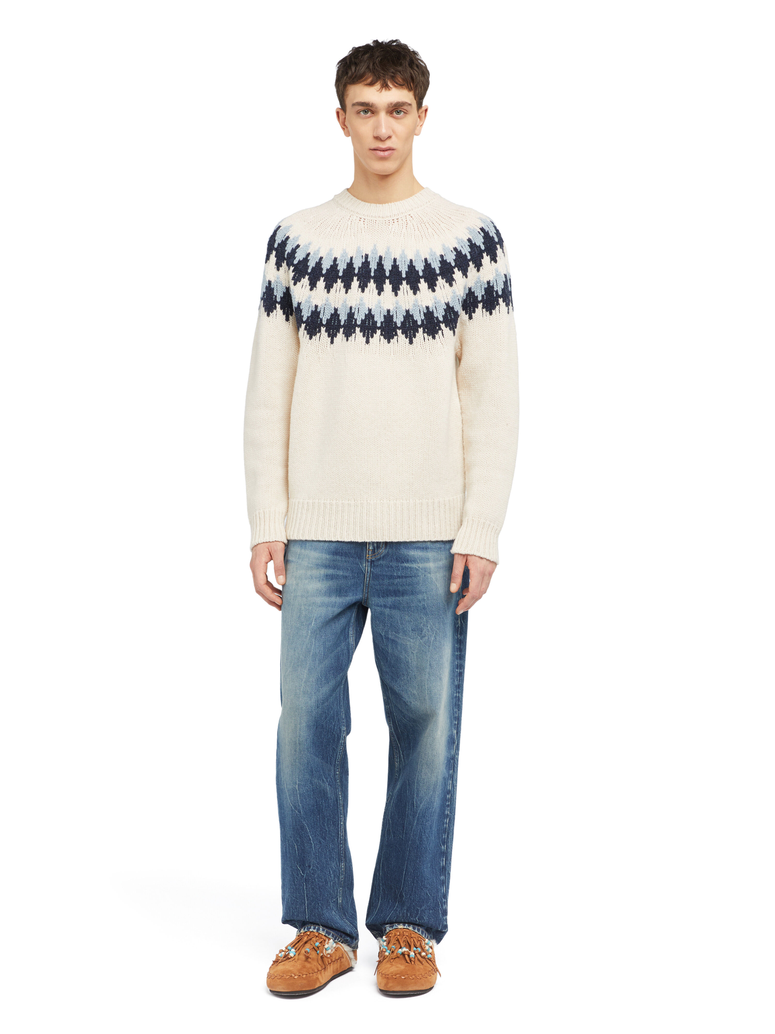 Alanui Sweet Winter Sweater Chalk-Midnight LMHE016E25KNI001