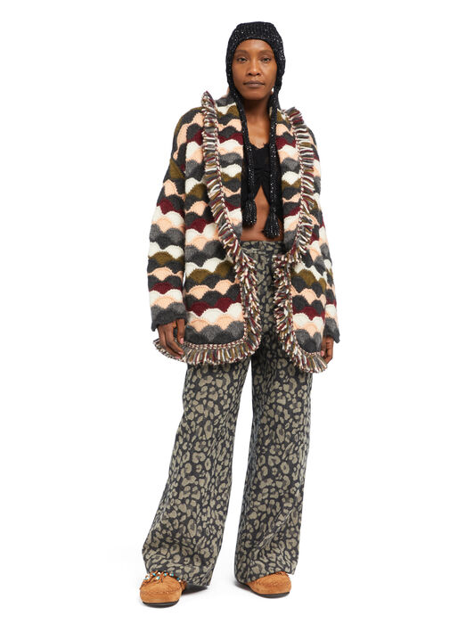Alanui Shattered Stripes Cardigan Olive-Multicolor LWHB064E25KNI003