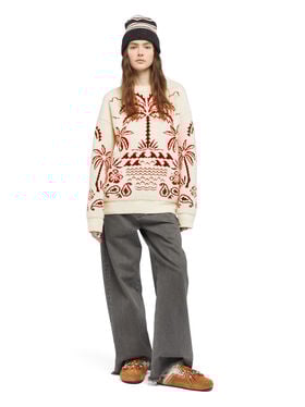 Alanui Glimpse Of Eden Sweater Chalk-Ruby LWHE068E25KNI001