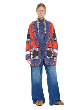Alanui Icon Jacquard Cardigan Coffee-Linseed LMHB039R25KNI002
