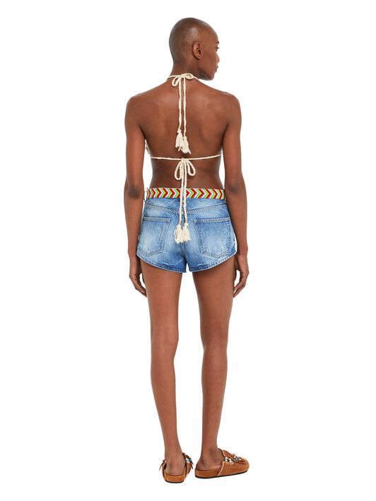Alanui Memories Of The Savannah Denim Shorts Medium Wash Blue Denim LWYC009R25DEN001