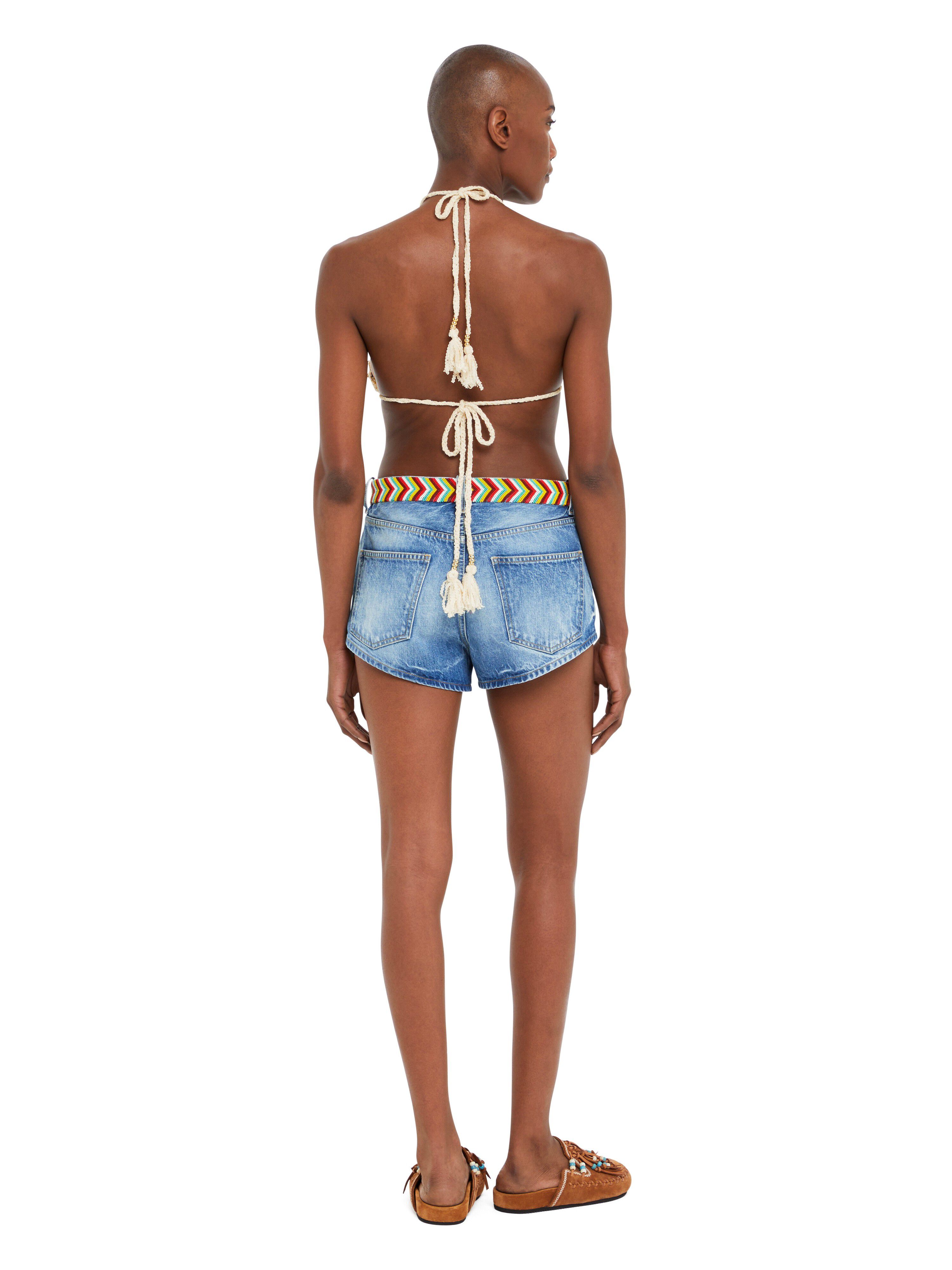 Alanui Memories Of The Savannah Denim Shorts Medium Wash Blue Denim LWYC009R25DEN001
