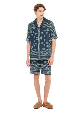 Alanui Cotton Piquet Bandana Shirt Arbour-Light Blue
