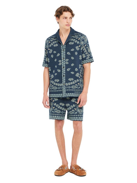 Alanui Cotton Piquet Bandana Shirt Arbour-Light Blue LMHY001R26KNI002