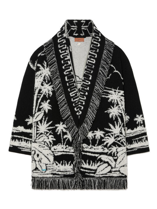 Alanui Palm Grove Tales Cardigan Black LWHB064E25KNI00D