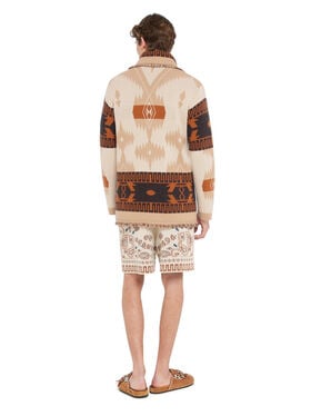 Alanui Icon Jacquard Cardigan Chalk-Cococa Delight