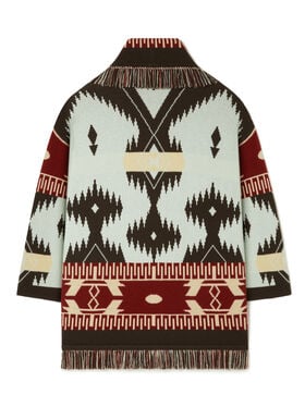 Alanui Icon Jacquard Cardigan Wave-Sandal Wood