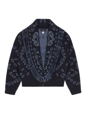 Alanui Bandana Jacquard Cardi-Bomber Midnight Blue-Multicolor LWHB026E25KNI001