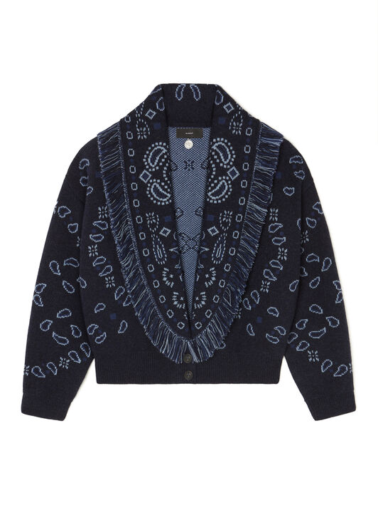 Alanui Bandana Jacquard Cardi-Bomber Midnight Blue-Multicolor LWHB026E25KNI001