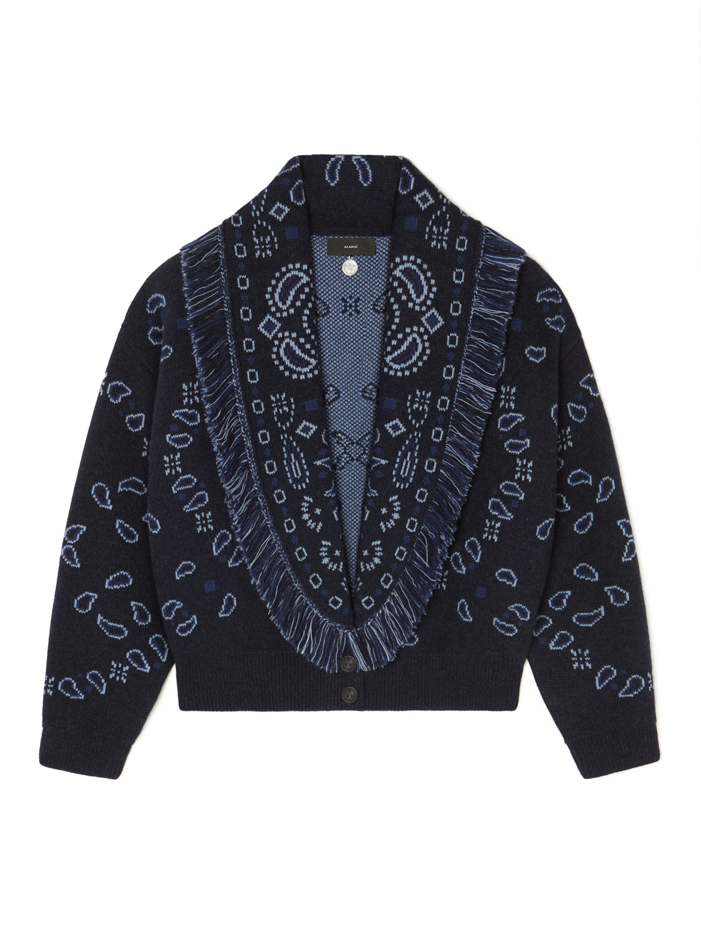Alanui Bandana Jacquard Cardi-Bomber Midnight Blue-Multicolor LWHB026E25KNI001