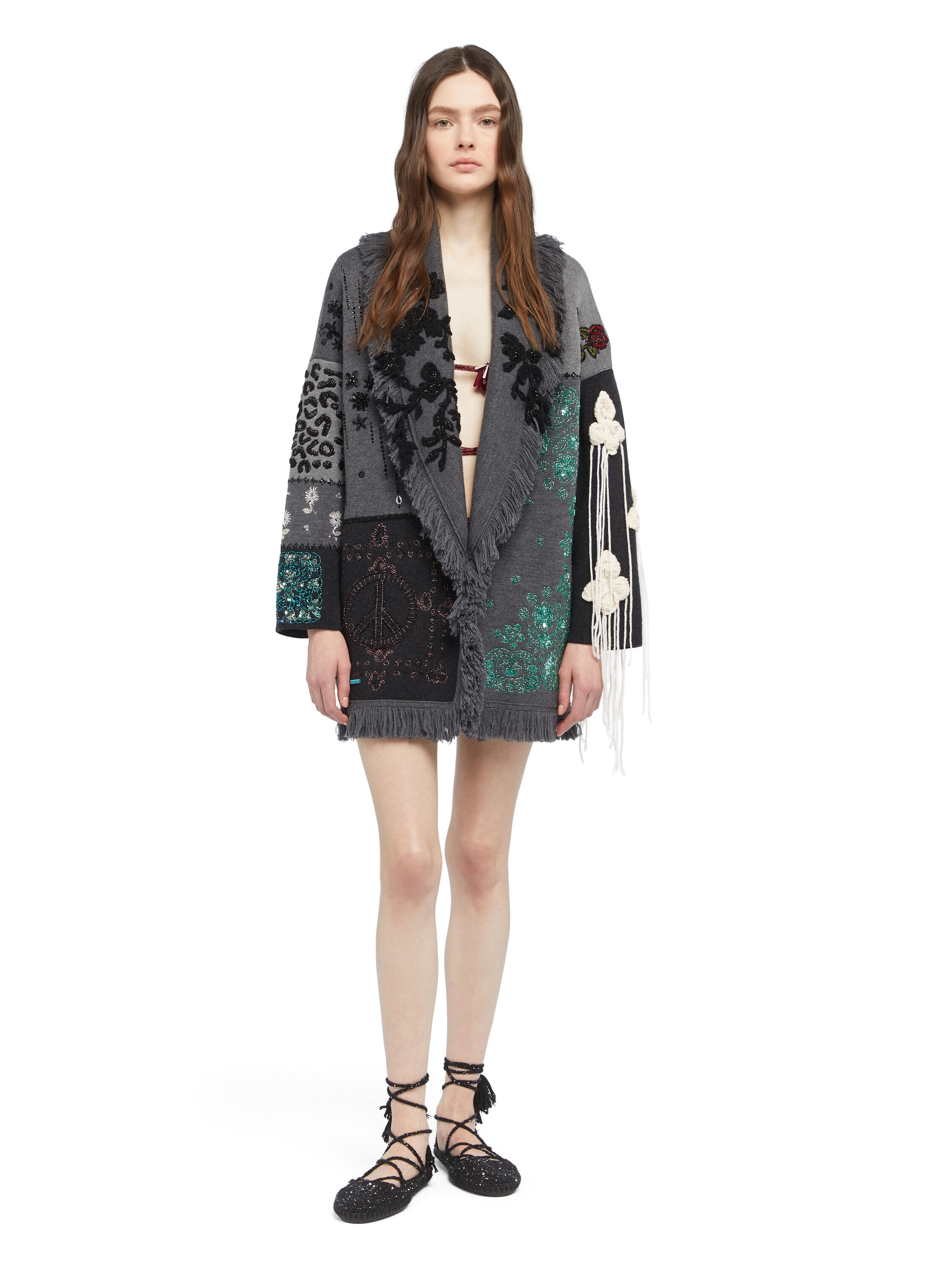 Alanui Midnight In Manhattan Cardigan Charcoal LWHB064E25KNI007