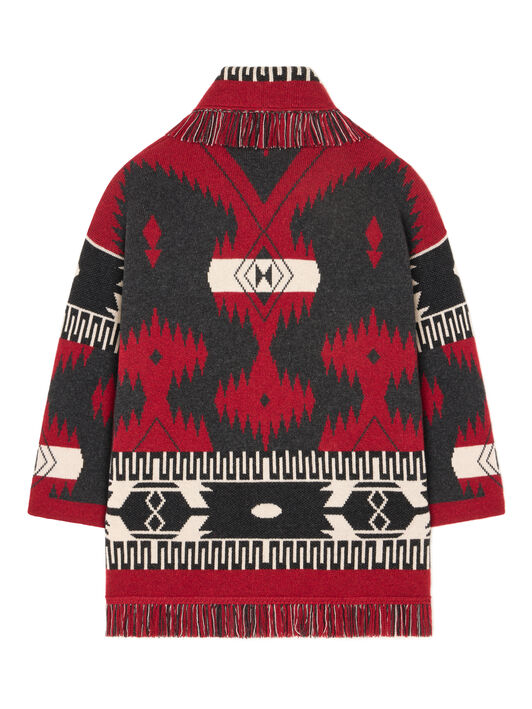 Alanui Icon Jacquard Cardigan Ruby-Charcoal LWHB064E25KNI002