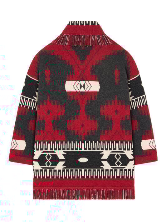 Alanui Icon Jacquard Cardigan Ruby-Charcoal LWHB064E25KNI002 Alanui Icon Jacquard Cardigan Ruby-Charcoal LWHB064E25KNI002