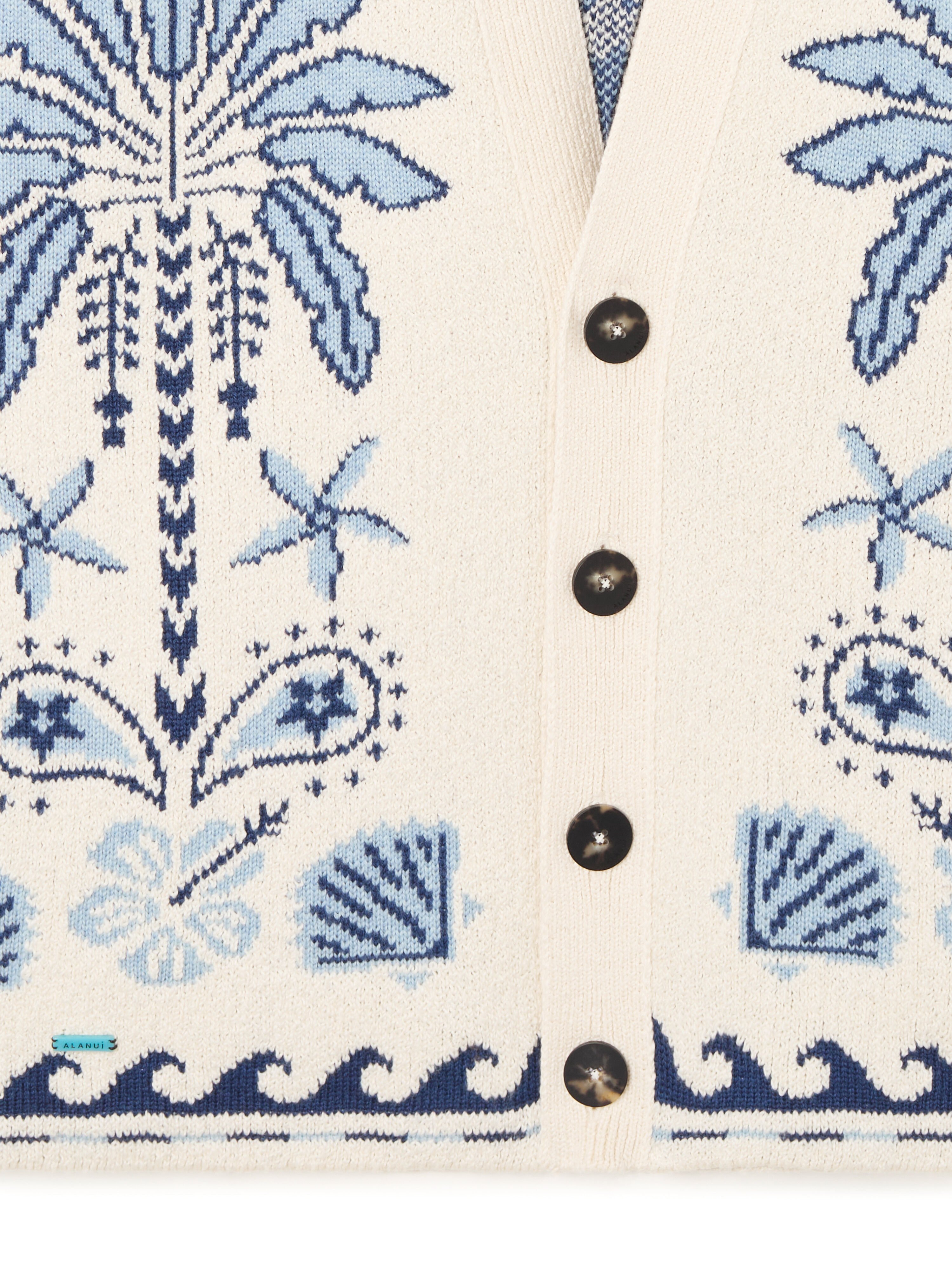 Alanui Echoes Of The Island Cardigan Chalk-Light Blue LMHB027R26KNI001 Alanui Echoes Of The Island Cardigan Chalk-Light Blue LMHB027R26KNI001