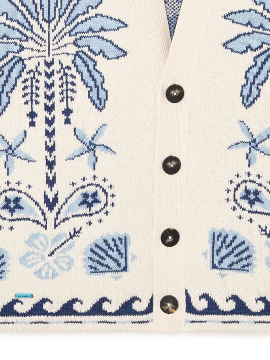 Alanui Echoes Of The Island Cardigan Chalk-Light Blue LMHB027R26KNI001 Alanui Echoes Of The Island Cardigan Chalk-Light Blue LMHB027R26KNI001